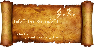 Görbe Kornél névjegykártya